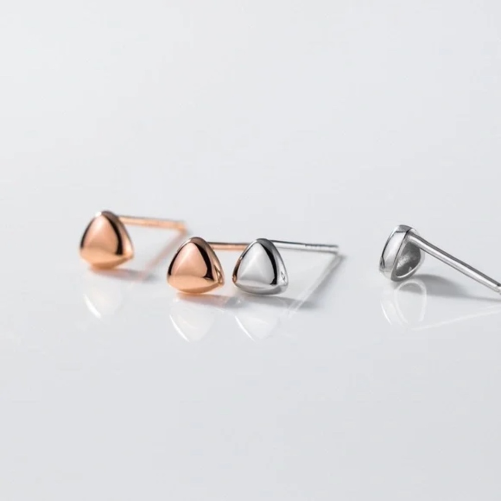 Triangle Earrings Sterling Silver Modern Rose Gold Dainty Classic Small Jewelry